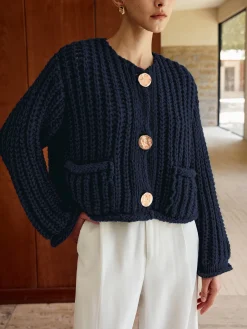 COMMENSE Plain Button Knit Cardigan* Cardigans|Sweaters & Cardigans