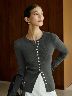 COMMENSE Plain Button Knit Cardigan* Cardigans|Sweaters & Cardigans