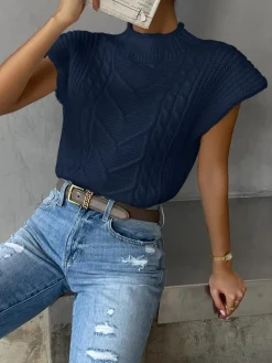 COMMENSE Plain Cap Sleeve Sweater Vest* Sweater Vests|Sweaters & Cardigans
