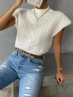COMMENSE Plain Cap Sleeve Sweater Vest* Sweater Vests|Sweaters & Cardigans
