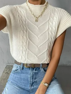 COMMENSE Plain Cap Sleeve Sweater Vest* Sweater Vests|Sweaters & Cardigans