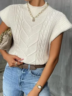 COMMENSE Plain Cap Sleeve Sweater Vest* Sweater Vests|Sweaters & Cardigans