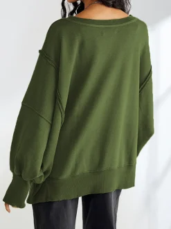 COMMENSE Plain Cotton Split Sweatshirt* Sweatshirts & Hoodies|Tops