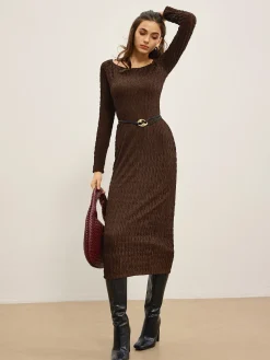 COMMENSE Plain Crinkle Textured Dress Without Belt* Casual Dresses|Work Dresses
