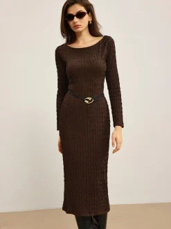COMMENSE Plain Crinkle Textured Dress Without Belt* Casual Dresses|Work Dresses