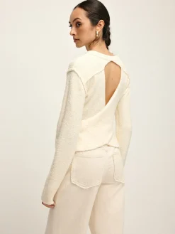 COMMENSE Plain Cutout Cozy Knit Top* Sweater Tops|Sweaters & Cardigans