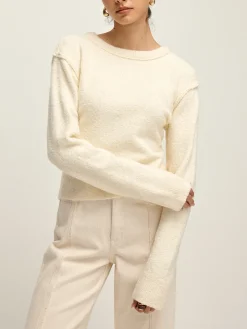 COMMENSE Plain Cutout Cozy Knit Top* Sweater Tops|Sweaters & Cardigans