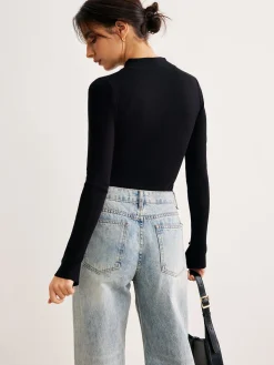 COMMENSE Plain Cutout Skinny Sweater* Sweater Tops|Sweaters & Cardigans