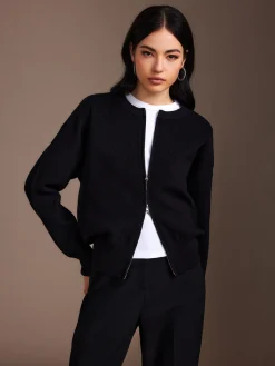 COMMENSE Plain Double Zip Cardigan* Cardigans|Sweaters & Cardigans