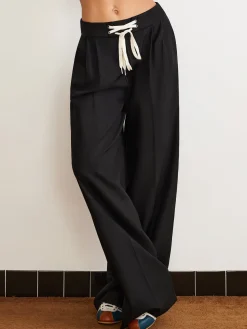 COMMENSE Plain Drawstring Wide-Leg Pants* Pants|Bottoms