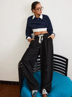 COMMENSE Plain Drawstring Wide-Leg Pants* Pants|Bottoms