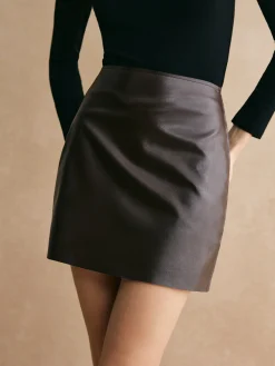 COMMENSE Plain Faux Leather Mini Skirt* Skirts|Matching Sets