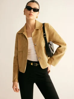 COMMENSE Plain Faux Leather Short Jacket* Outerwear|Jackets