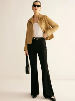 COMMENSE Plain Faux Leather Short Jacket* Outerwear|Jackets
