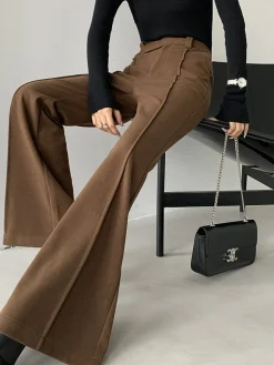 COMMENSE Plain High-Waist Piping Pants* Wide Leg|Pants