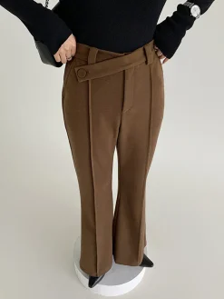 COMMENSE Plain High-Waist Piping Pants* Wide Leg|Pants