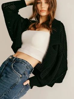 COMMENSE Plain Hollow Versatile Cardigan* Cardigans|Sweaters & Cardigans