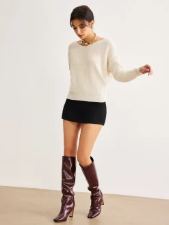 COMMENSE Plain Knotted Design Knit Top* Sweater Tops|Sweaters & Cardigans