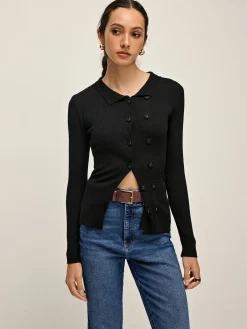 COMMENSE Plain Lapel Button Cardigan* Cardigans|Sweaters & Cardigans
