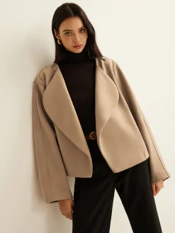 COMMENSE Plain Lapel Shift Jacket* Outerwear|Jackets
