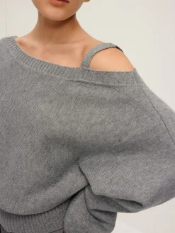 COMMENSE Plain Off-Shoulder Loose Sweater* Sweater Tops|Sweaters & Cardigans