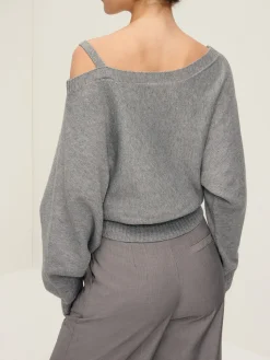 COMMENSE Plain Off-Shoulder Loose Sweater* Sweater Tops|Sweaters & Cardigans