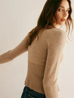 COMMENSE Plain Paneled Button Corset Cardigan* Cardigans|Sweaters & Cardigans