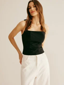 COMMENSE Plain Piping Halter Top* Tank Tops & Camis|Tops