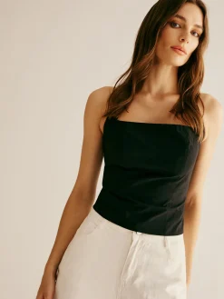 COMMENSE Plain Piping Halter Top* Tank Tops & Camis|Tops