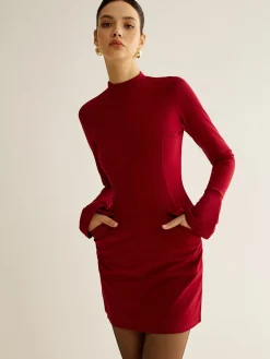 COMMENSE Plain Piping Short Dress* Black Dresses|Casual Dresses