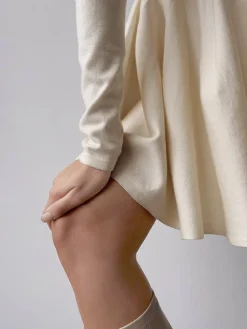 COMMENSE Plain Pleated Sweater Short Dress* White Dresses|Black Dresses