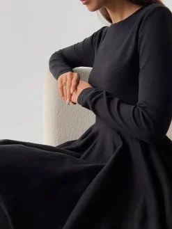 COMMENSE Plain Pleated Sweater Short Dress* White Dresses|Black Dresses