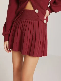 COMMENSE Plain Pleated Sweater Skirt* Skirts|Knitwear