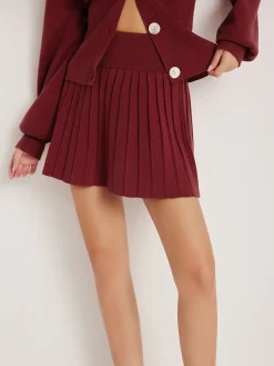 COMMENSE Plain Pleated Sweater Skirt* Skirts|Knitwear