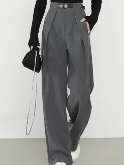 COMMENSE Plain Pockets Straight Pants* Pants|Bottoms