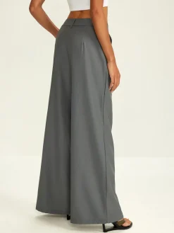 COMMENSE Plain Pockets Suit Wide Leg Pants* Bottoms
