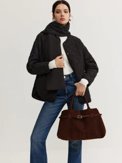 COMMENSE Plain Quilted Button Winter Coat With Scarf* Outerwear|Tops