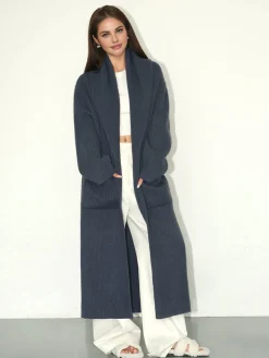 COMMENSE Plain Ribbed Pockets Long Cardigan* Cardigans|Sweaters & Cardigans