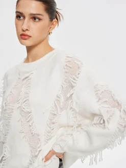 COMMENSE Plain Ripped Tassel Sweater* Sweater Tops|Sweaters & Cardigans