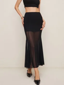 COMMENSE Plain Sheer Elegant Skirt* Skirts|Bottoms
