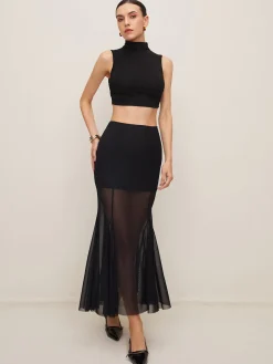 COMMENSE Plain Sheer Elegant Skirt* Skirts|Bottoms