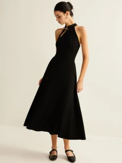 COMMENSE Plain Sleeveless Cutout Dress* Black Dresses|Casual Dresses