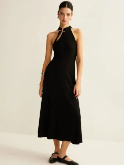 COMMENSE Plain Sleeveless Cutout Dress* Black Dresses|Casual Dresses