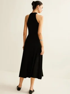 COMMENSE Plain Sleeveless Cutout Dress* Black Dresses|Casual Dresses