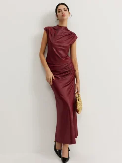 COMMENSE Plain Sleeveless Ruched Skirt Set* Skirt Sets|Long Sleeve Sets
