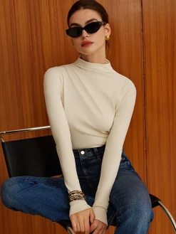 COMMENSE Plain Warm Jersey Top* T-shirts|Tops