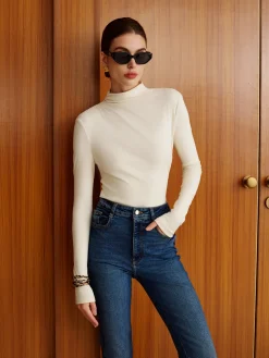 COMMENSE Plain Warm Jersey Top* T-shirts|Tops