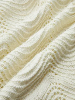 COMMENSE Plain Wave Trim Belted Sweater* Sweater Tops|Sweaters & Cardigans