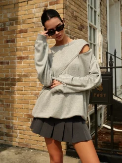 COMMENSE Plain Zipper Loose Sweatshirt* Sweatshirts & Hoodies|Tops