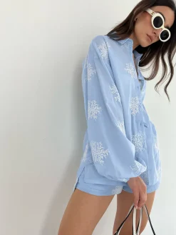 COMMENSE Plant Embroidery Casual Shorts Set* Shorts Sets|Shorts